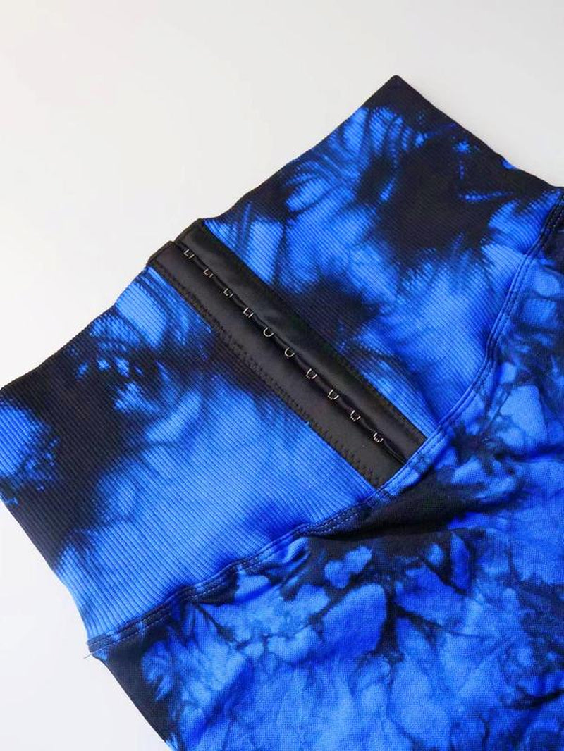 Tie-Dyed Wide-Waist Slim Fit Fitness Shorts