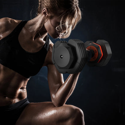 Adjustable Dumbbell , 5 in 1 Free Dumbbell for Men and Women, Black Dumbbell for Home Gym, Full Body Workout Fitness, Fast Adjust by Turning Handle 25LB